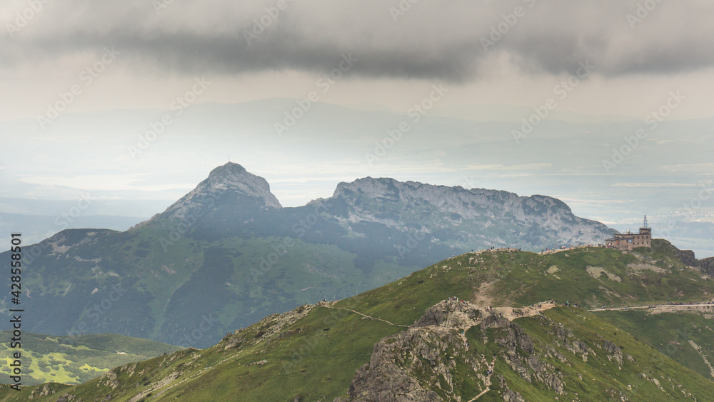 view on the Giewont from the trail on Świnica