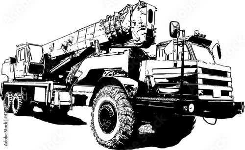 Vector image of an industrial truck crane