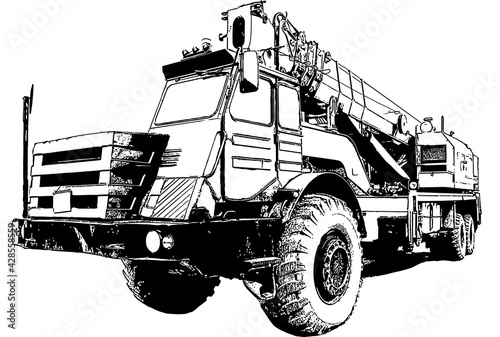 Vector image of an industrial truck crane