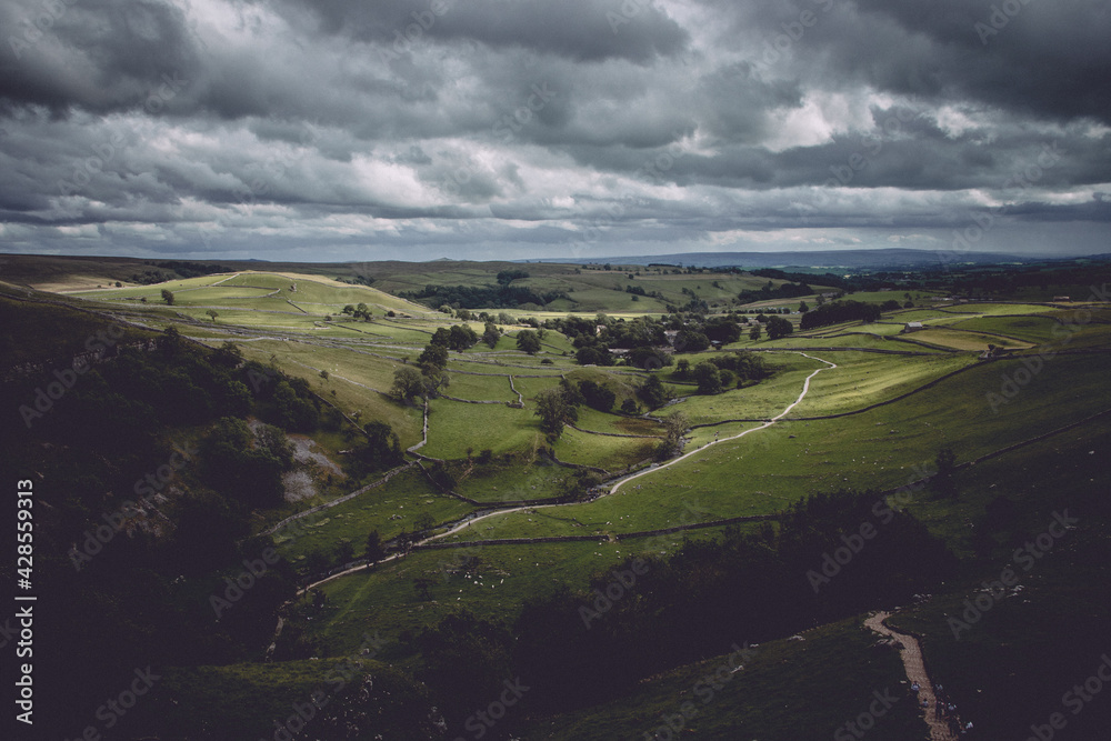 Fototapeta premium Landscape from the top of Malham Cove in Yorkshire