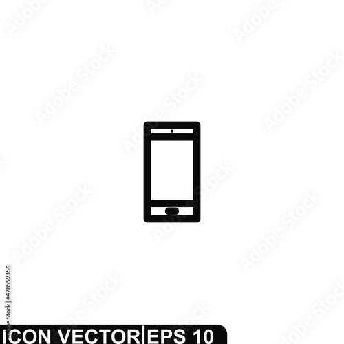 Simple Icon Smartphone Vector Illustration Design. Outline Style, Black Solid Color.