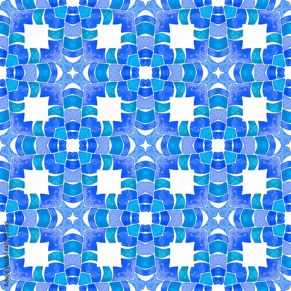 Chevron watercolor pattern. Blue creative boho Chevron watercolor pattern. Blue creative boho