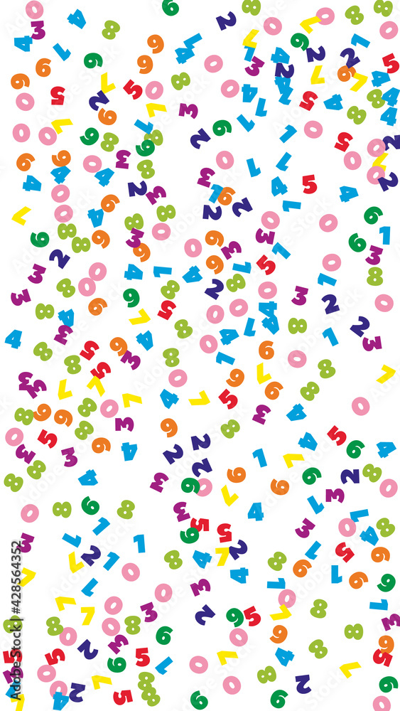 Falling colorful numbers. Math study concept with flying digits. Fresh back to school mathematics banner on white background. Falling numbers vector illustration. Falling colorful numbers. Math study concept with flying digits. Fresh back to school mathematics banner on white background. Falling numbers vector illustration.