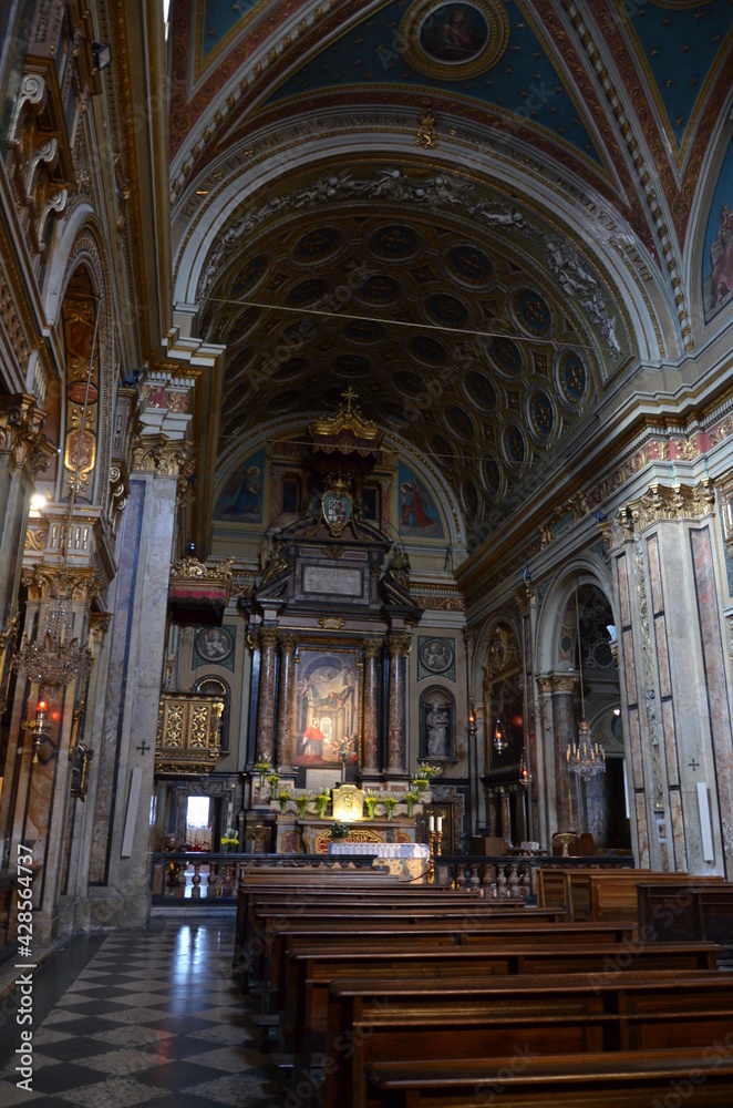 The nave of baroque church Chiesa di San Carlo Borromeo, Turin