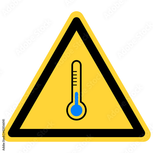 Thermometer und Warnschild