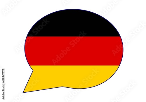 Conversar, hablar u opinar en alemán. Alemania opina. Bandera de Alemania en bocadillo
