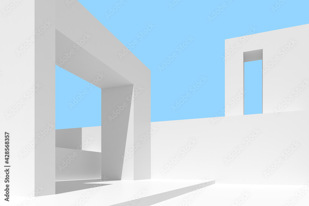 3D illustration of abstract architecture background, Minimal architectural poster. 3D illustration of abstract architecture background, Minimal architectural poster.