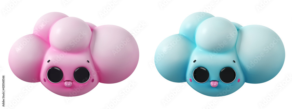 Fototapeta premium Kawaii cloud isolated on white background 3d render