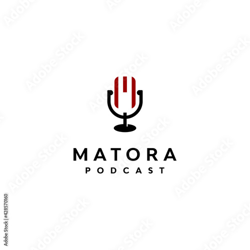 Creative Letter M for Podcast Logo Design Vector