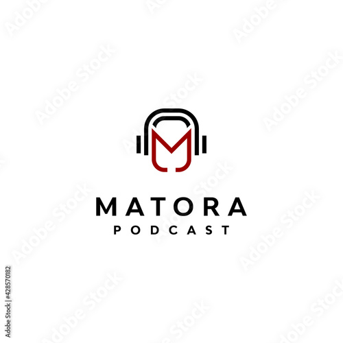 Creative Letter M for Podcast Logo Design Vector