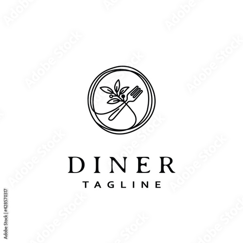Fototapeta Naklejka Na Ścianę i Meble -  Simple Restaurant Logo Design Vector