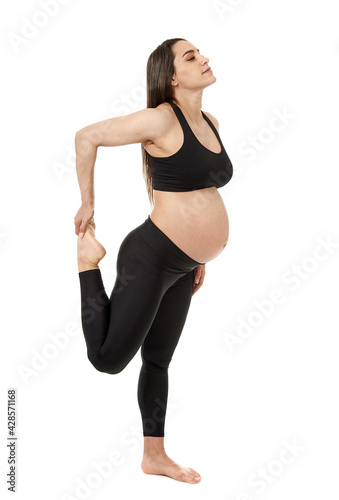 Pregnant woman doing fitness exercises