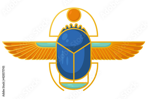 Colorful illustration of the Egyptian scarab. Symbol of the ancient Egyptians. photo