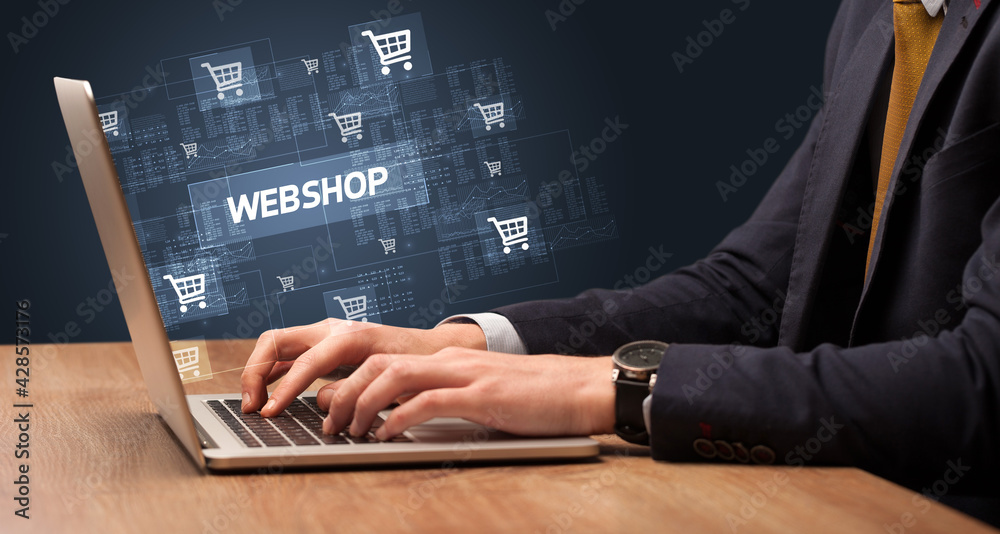 Businessman working on laptop concept Businessman working on laptop concept