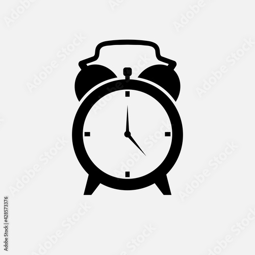 Simple flat illustration of a clock, alarm clock on a white background. Alarm Clock icon vector, Wake up, get up concept, Trendy Flat style for graphic design.