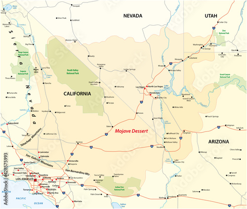 vector map of the mojave desert in the western united states