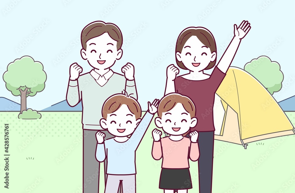 若い夫婦と男の子と女の子 若い夫婦と男の子と女の子