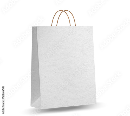 Empty Shopping Bag Shopping goods and products transportation shoppings from shop or grocery. Realistic mockup of craft paper bags.