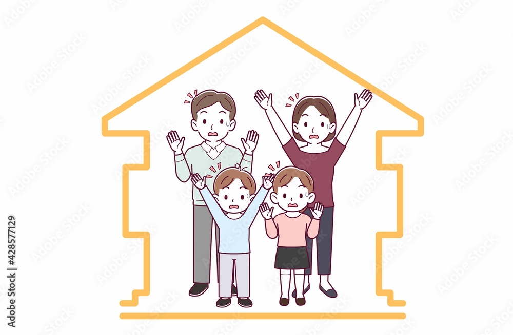 若い夫婦と男の子と女の子 若い夫婦と男の子と女の子