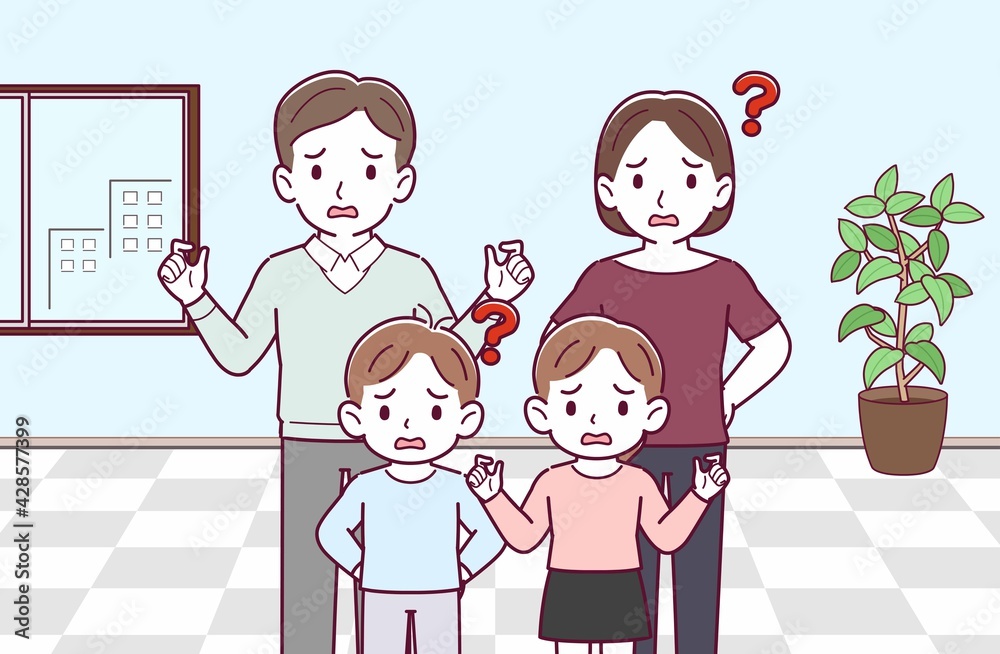 若い夫婦と男の子と女の子 若い夫婦と男の子と女の子