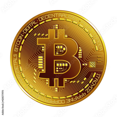 Bitcoin coin isolated on white background. Vector illustration.