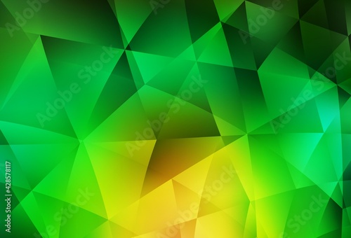 Light Green, Yellow vector triangle mosaic template.