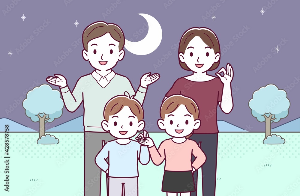 若い夫婦と2人の子供 若い夫婦と2人の子供