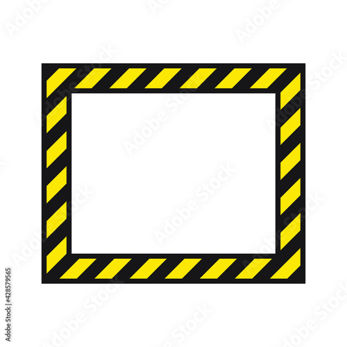 Warning striped frame, warning to be careful, potential danger, yellow & black stripes on the diagonal, vector template sign border yellow and black color. Construction warning border