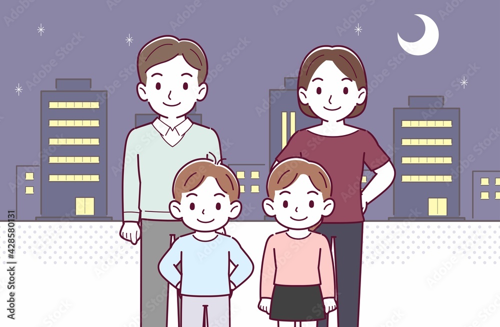 若い夫婦と2人の子供 若い夫婦と2人の子供