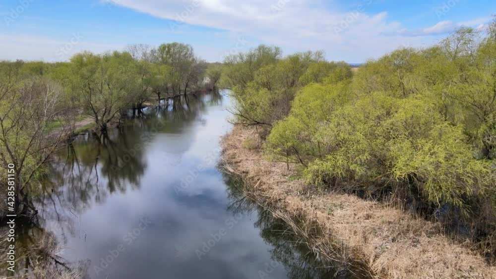 beautiful river in spring with reflection in water, aerial sunny landscape, fields and winding river from above, rural countryside environment beautiful river in spring with reflection in water, aerial sunny landscape, fields and winding river from above, rural countryside environment