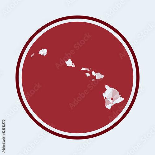 Hawaii icon. Trendy tech logo of the island. Geometric mesh round design. Technology, internet, network, telecommunication concept. Vector illustration.