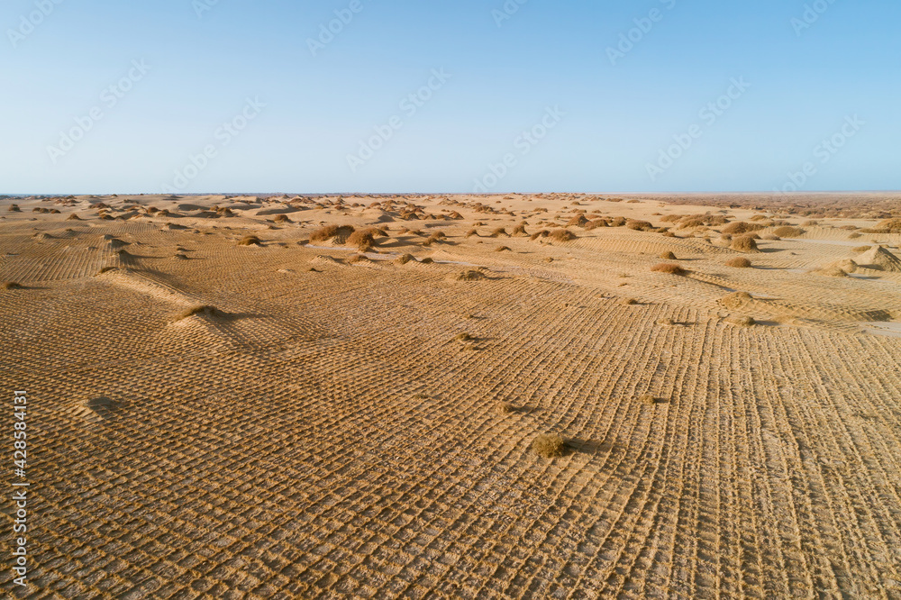 Aerial photography of desert sand fixation Aerial photography of desert sand fixation