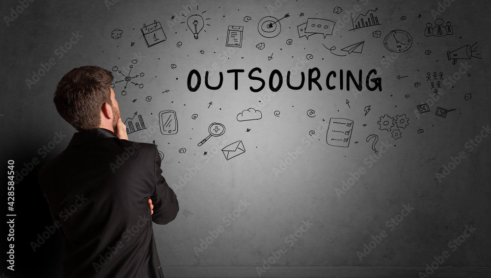 businessman drawing a creative idea sketch