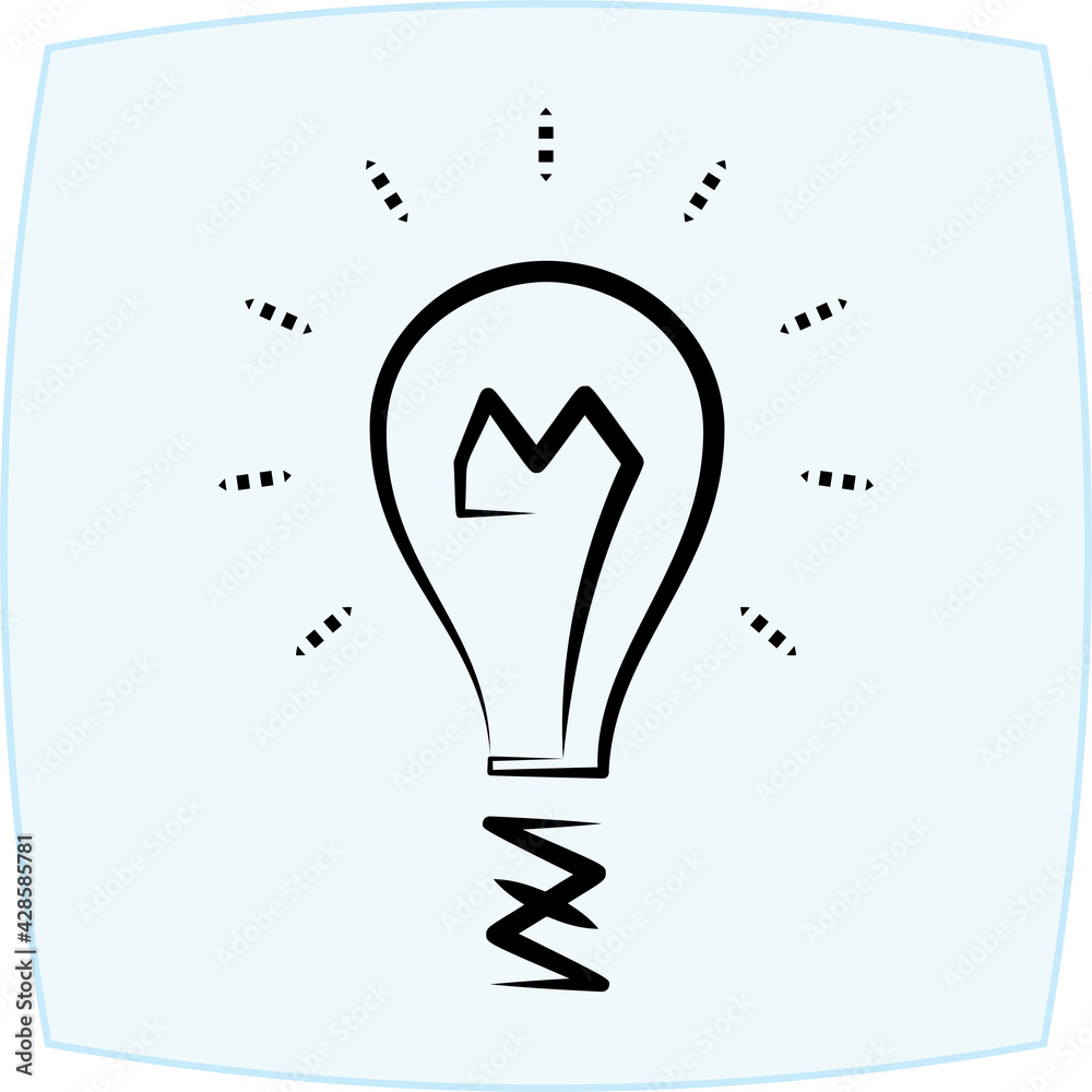 Bulb Icon Calligraphic Design