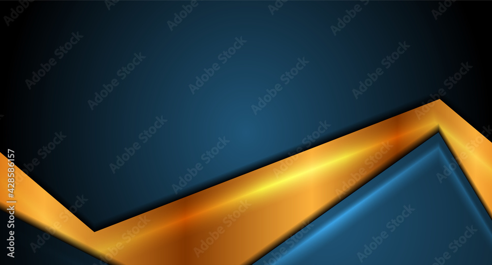 Blue and golden smooth abstract corporate vector background