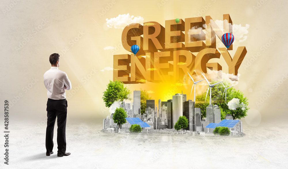 Rear view of a businessman, Environmental protection concept