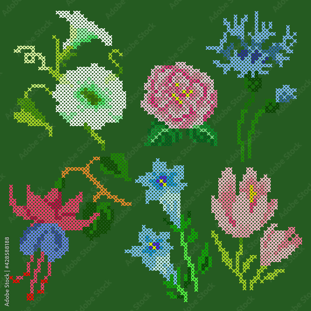 cross stitch flowers