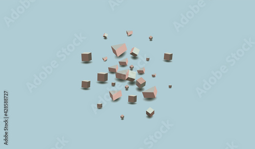 Pink and Gray Brick Vector Blue Background.