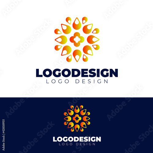 mandala floral logo design modern and minimal logotype vector template