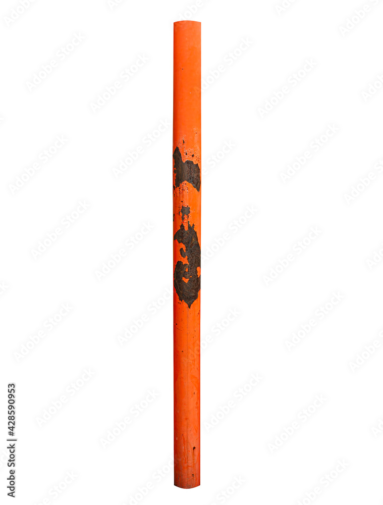Orange rusty iron pole isolated Orange rusty iron pole isolated