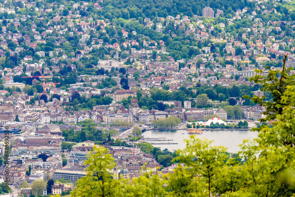 Zurich suburbs overlook from Uetliberg