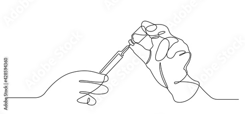 Continuous line drawing of vaccine
