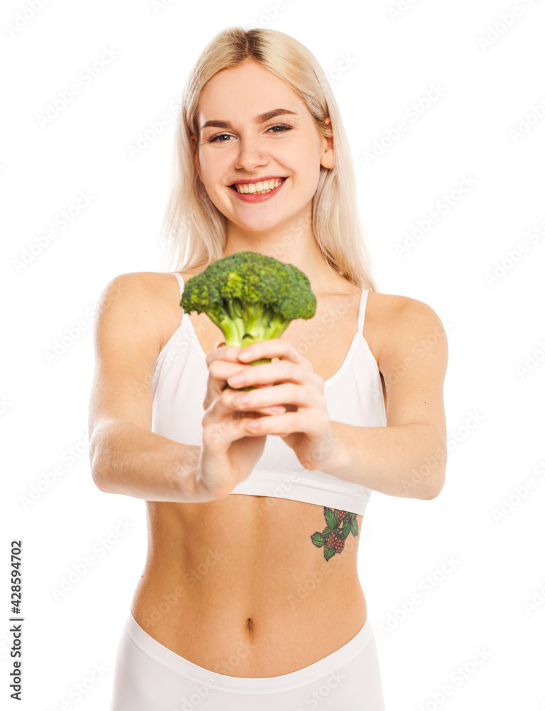 Young beautiful blonde woman in white sports underwear Young beautiful blonde woman in white sports underwear