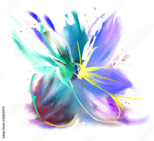 Fototapeta Naklejka Na Ścianę i Meble -  Color creative abstract art flower, watercolor abstract flower