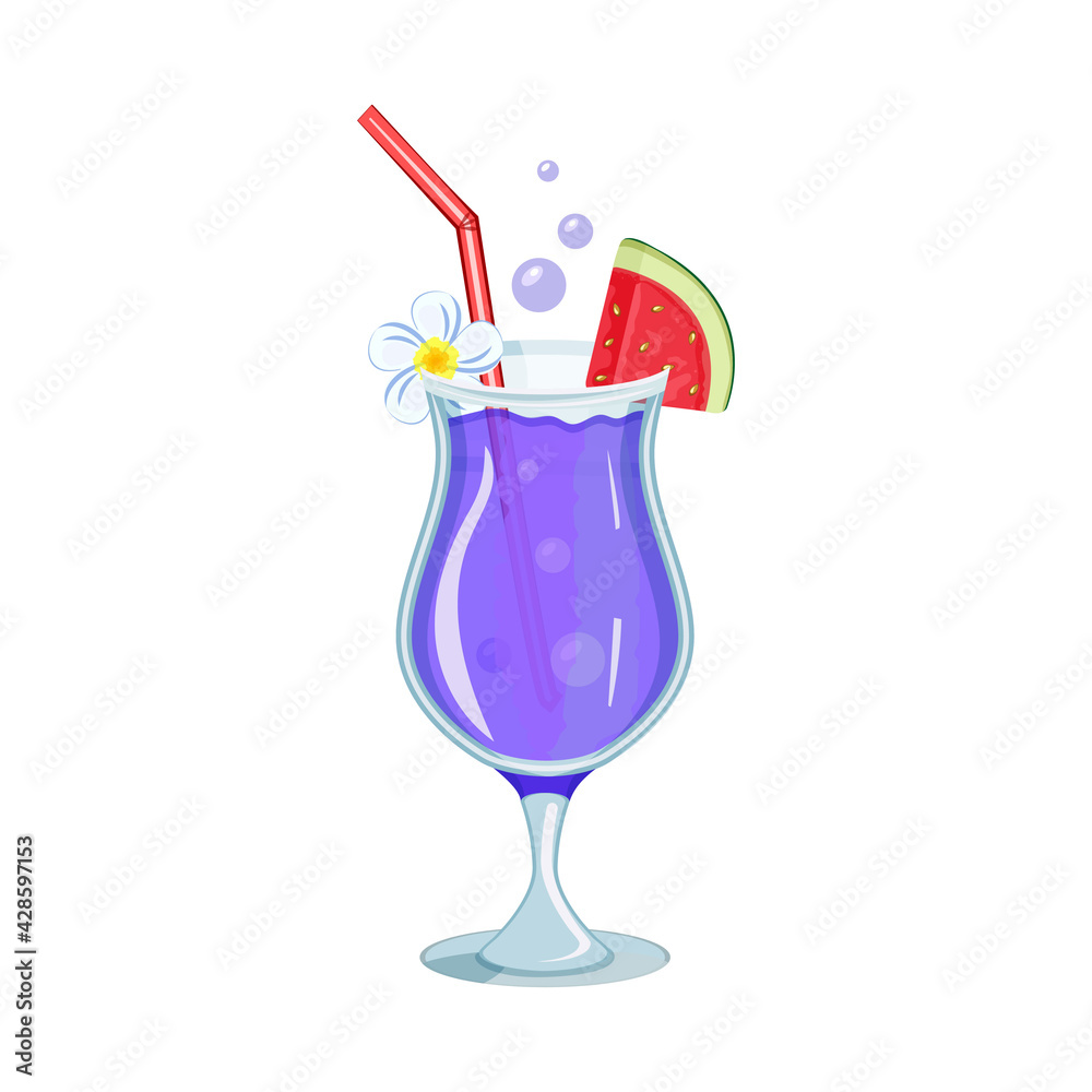 Vector illustration of a purple cocktail in a glass isolated on a white background. Vector illustration of a purple cocktail in a glass isolated on a white background.