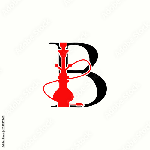 logo letter b with icon shisha vector design