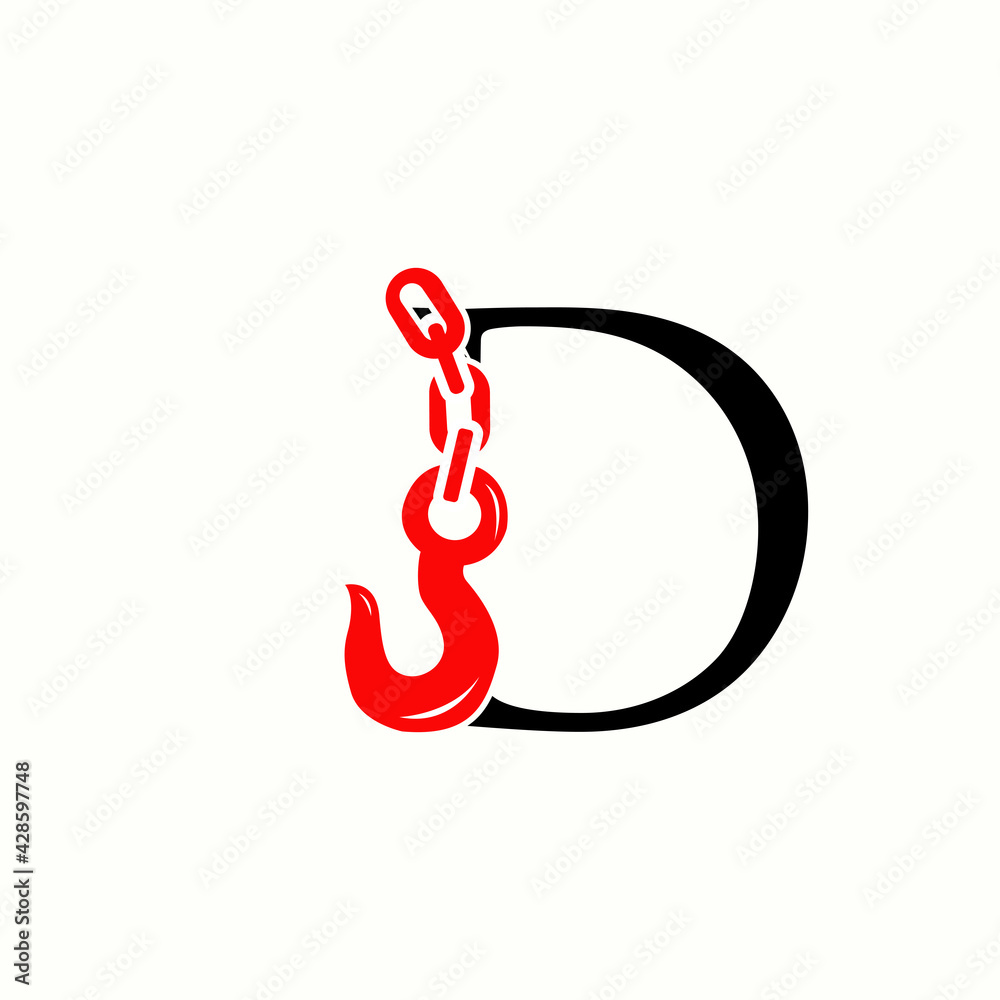 Obraz premium logo letter d with icon crane vector design
