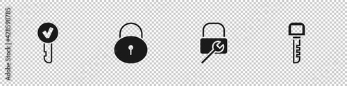 Set Key, Lock, repair and icon. Vector