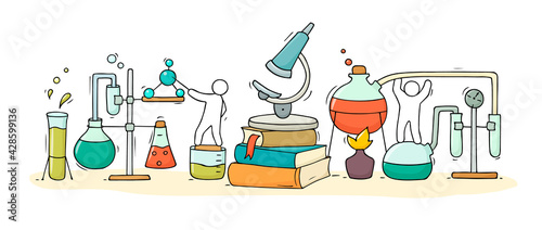 chemical experiment with working little people