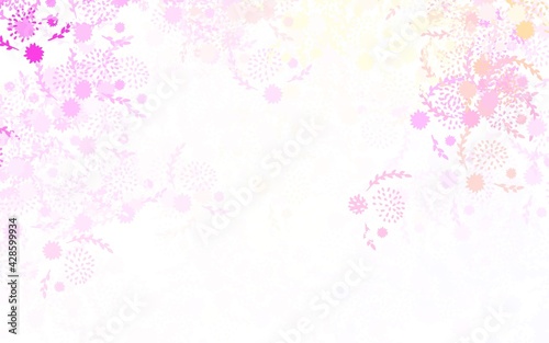 Light Pink  Yellow vector doodle background with flowers